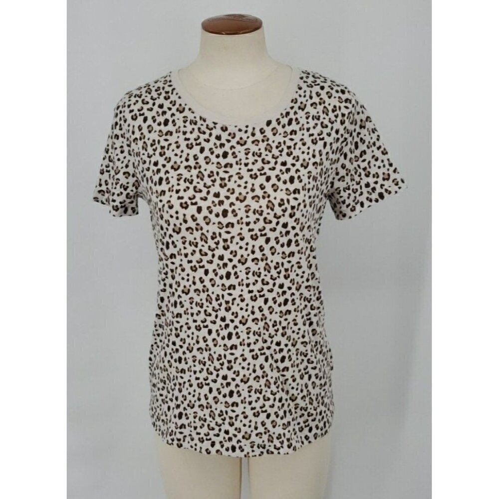 J.Crew Sz Small Vintage 100% Cotton Crewneck T-shirt in Leopard Print NWT - Picture 2 of 10